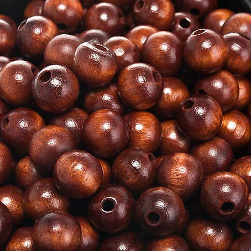 Rosary parts, round brown wooden beads 2