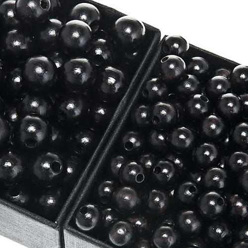 Rosary parts, round black wooden beads 1