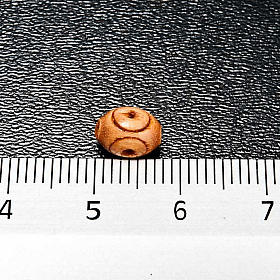 Rosary parts, oval natural wooden beads carved