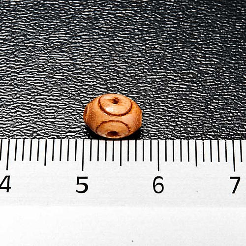Rosary parts, oval natural wooden beads carved 2