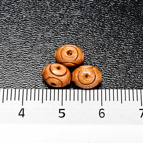 Rosary parts, oval natural wooden beads carved 3