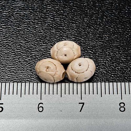 Rosary parts, oval clear wooden beads carved 3