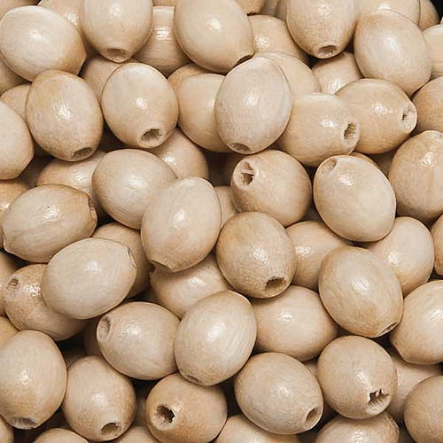 Rosary parts, oval clear wooden beads 1