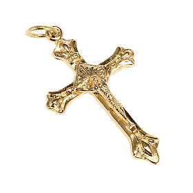 Rosenkranzkreuz, aus vergoldetem Metall