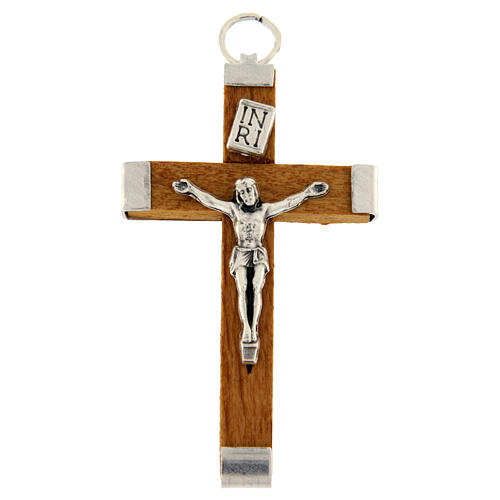 Croce legno corpo e retro metallo rosari fai da te 4