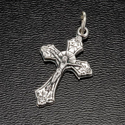 Croix métal argenté accessoire chapelets avec anneau 2