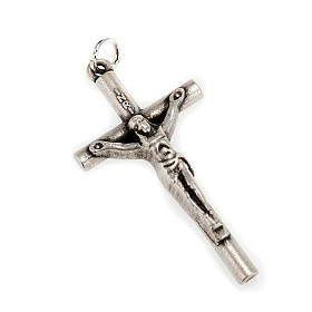 Croce per rosari metallo argentato con anello passacatena