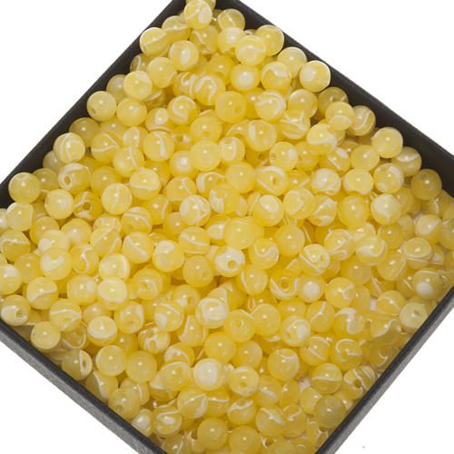 Grains for do-it-yourself rosary, imitation silk, yellow  5mm 1