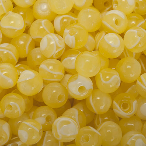 Grains for do-it-yourself rosary, imitation silk, yellow  5mm 2