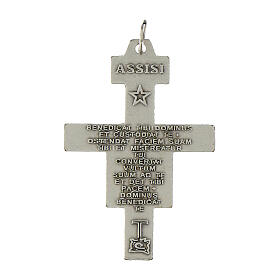 Rosenkranzkreuz, Kreuz von San Damiano, versilbertes Metall, 3,6 cm