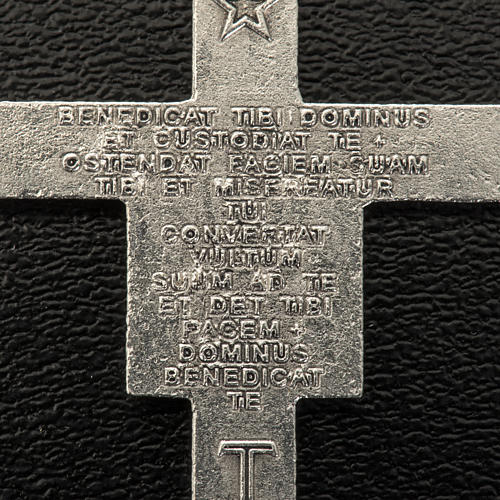 Rosenkranzkreuz, Kreuz von San Damiano, versilbertes Metall, 3,6 cm 3