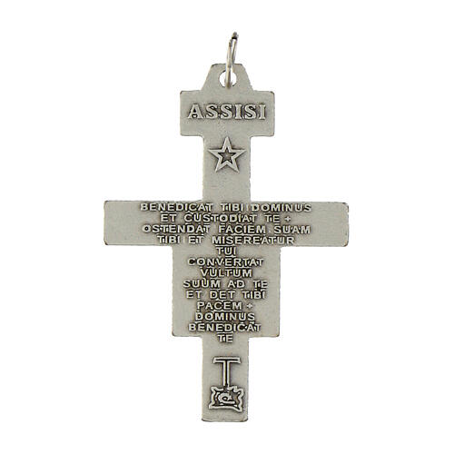 Rosenkranzkreuz, Kreuz von San Damiano, versilbertes Metall, 3,6 cm 2