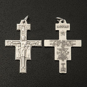 Saint Damien cross for rosary in silver metal H3.6cm