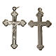 Cross for do-it-yourself rosary in silver metal and white enamel s1