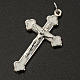 Cross for do-it-yourself rosary in silver metal and white enamel s2