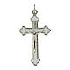 Cross for do-it-yourself rosary in silver metal and white enamel s1