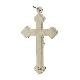 Cross for do-it-yourself rosary in silver metal and blue enamel