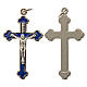 Cross for do-it-yourself rosary in silver metal and blue enamel s1