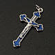 Cross for do-it-yourself rosary in silver metal and blue enamel s2
