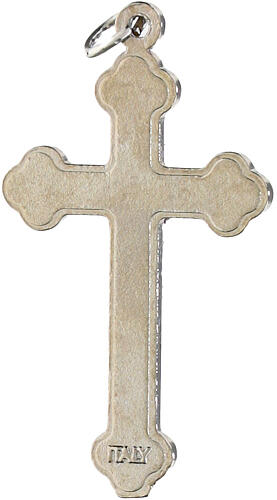 Cross for do-it-yourself rosary in silver metal and red enamel H 2