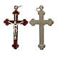 Cross for do-it-yourself rosary in silver metal and red enamel H s1