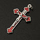Cross for do-it-yourself rosary in silver metal and red enamel H s2