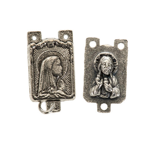 Medaille Für Rosenkränze aus Metall mit Madonna und Jesus 1