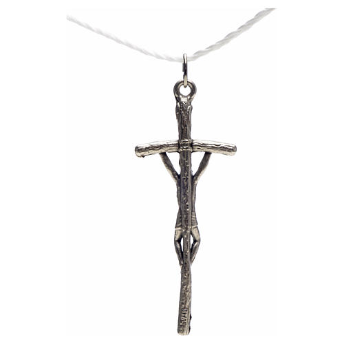 Krzyż pastoralny posrebrzany metal różaniec zrób to sam 4