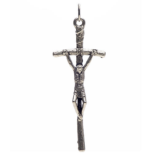 Krzyż pastoralny posrebrzany metal różaniec zrób to sam 1