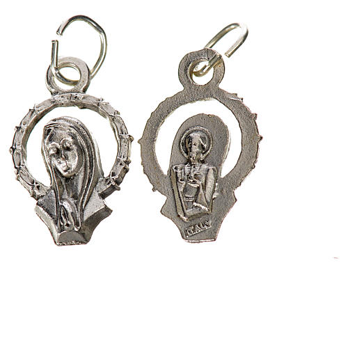 Médaille chapelet Vierge en prière métal argenté 14 mm 1