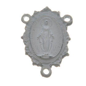 Rosary medal with Madonna, white zamak