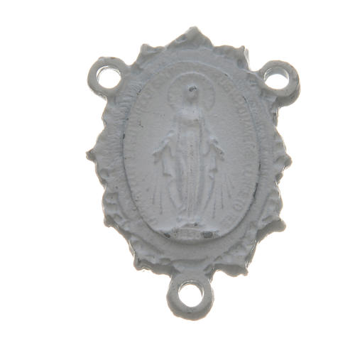 Rosary medal with Madonna, white zamak 1