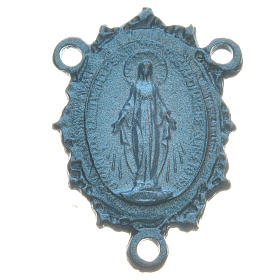 Mittelstück für Rosenkranz, Wundertätige Madonna, Zamak-Legierung himmelblau