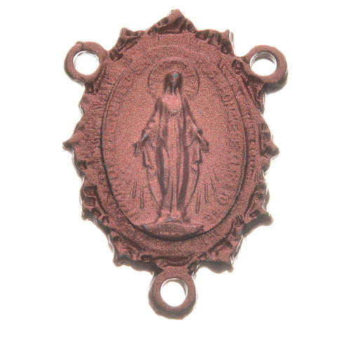 Mittelstück für Rosenkranz, Wundertätige Madonna, Zamak-Legierung rosa 1