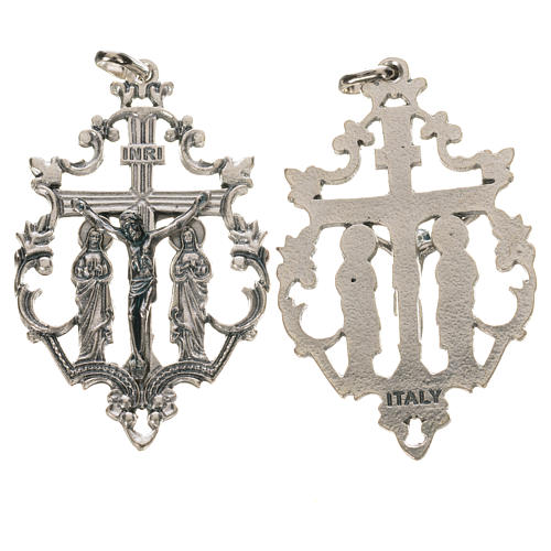 Rosenkranzkreuz, Gekreuzigter und 2 Heilige, 5,5 cm 1
