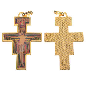 Rosenkranzkreuz, Kreuz von San Damiano vergoldet, 4,5 cm