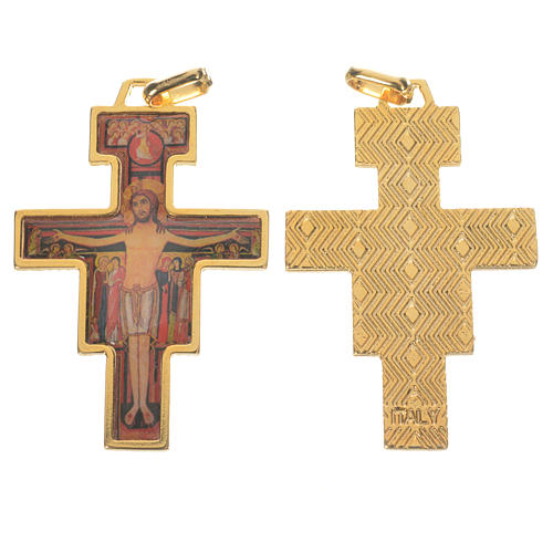 Golden Saint Damien cross with image 1