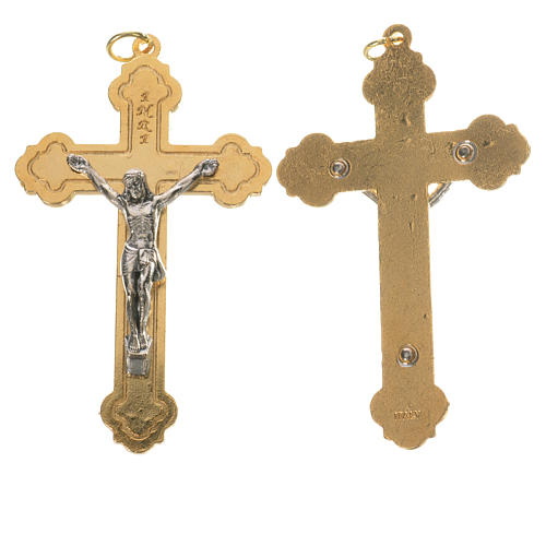 Rosenkranzkreuz, Kreuz goldfarben, Corpus Christi silberfarben, 5,0 cm 1