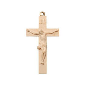 Crucifix for rosary, Val Gardena natural wax-coated wood