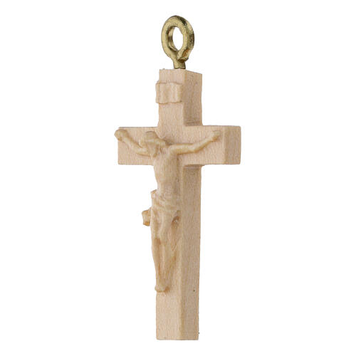 Crucifix for rosary, Val Gardena natural wax-coated wood 2