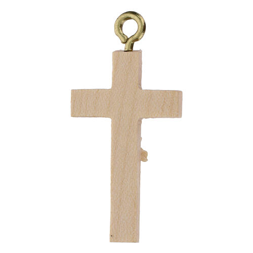 Crocefisso per rosario legno Valgardena naturale cerato 3