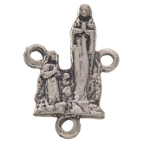 Mittelstück für Rosenkranz, Muttergottes von Lourdes, Zamak, versilbert