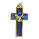 Holy Spirit cross in gold metal and blue varnish s1