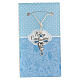 Communion cross in silver and blue enameled metal 3 cm s1