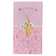 Pink enamelled cross in gold plated metal, Holy Communion 3 cm s1