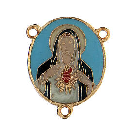 Rosary centerpiece, Sacred Heart of Mary enameled