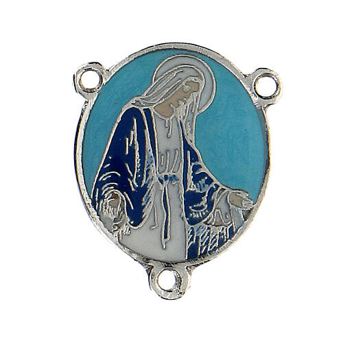 Rosary centerpiece, Miraculous Mary enameled 1