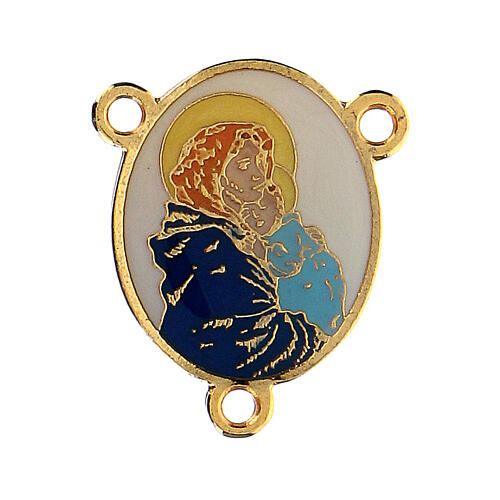Rosary centerpiece golden enamel Madonna with Child 1