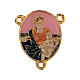 Mittelstück für Rosenkranz, Madonna mit dem Kinde vor rosafarbenen Hintergrund, emailliert s1