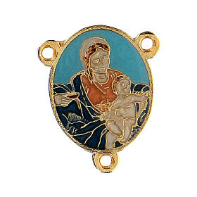 Pendant with Virgin and Baby on turquoise background